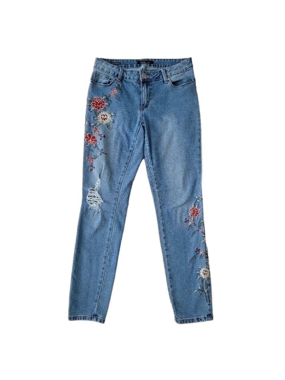 Floral Embroidery Jeans curvy jegging low rise size 28 - Picture 2 of 10